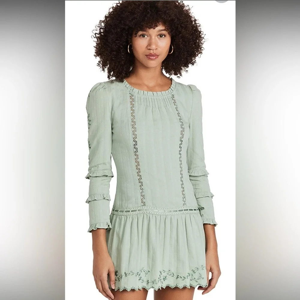 LOVESHACKFANCY CARNABY DRESS in Sage Green Sz‎ 8
